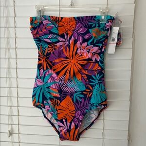 Jantzen Swimsuit One piece  Classic Strapless Convertible Bandeau SZ 10 NWT